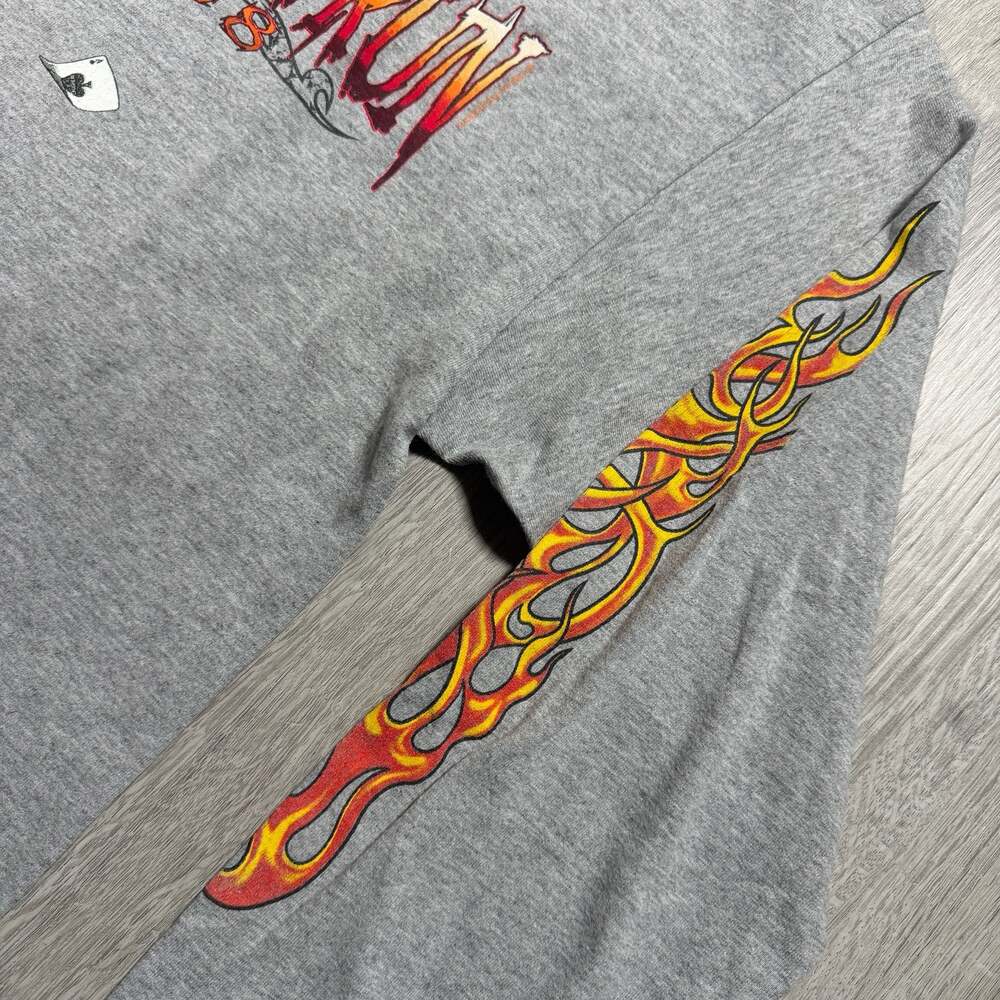 Vintage 2008 Laughlin River Run Long Flame Sleeve Motorcycle T-Shirt Biker Y2K - Picture 5 of 8